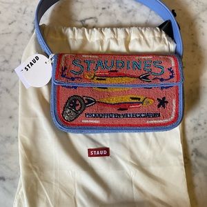 STAUD *new with tags* Tommy Beaded Staudines Pink Bag
